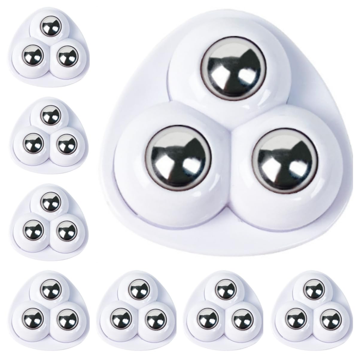 Valman Mini Caster Wheels for Small Appliances, 360°Rotation Self Adhesive Caster Wheels, Stainless Steel Rollers Universal Wheel for Trash Can, Storage Bins, 8pcs