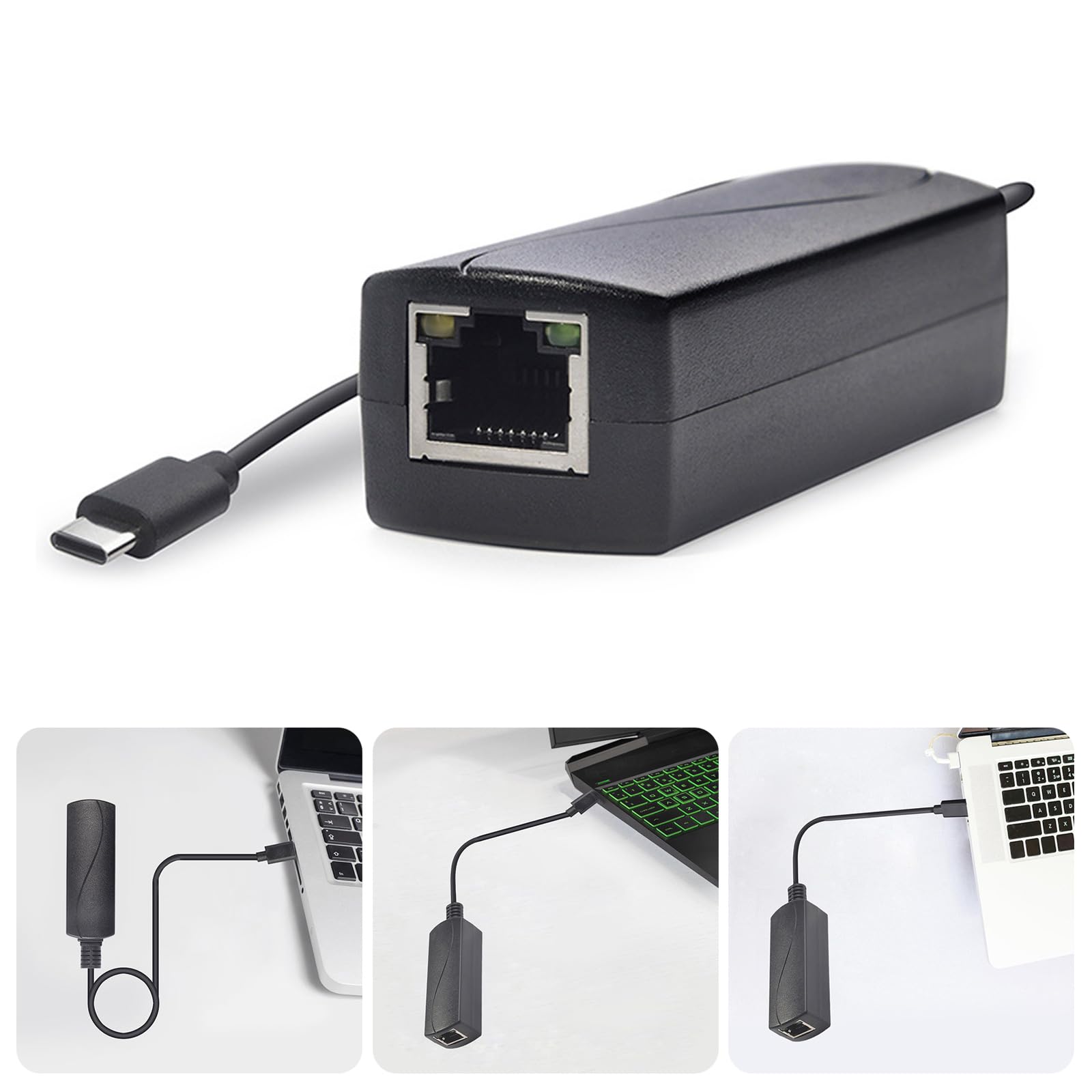 Gigabit Power Over Ethernet to USB C Converter Power Over Ethernet to Type C Driver 5V Output 10/100/1000Mbps Ethernet Adapter Device Broadband