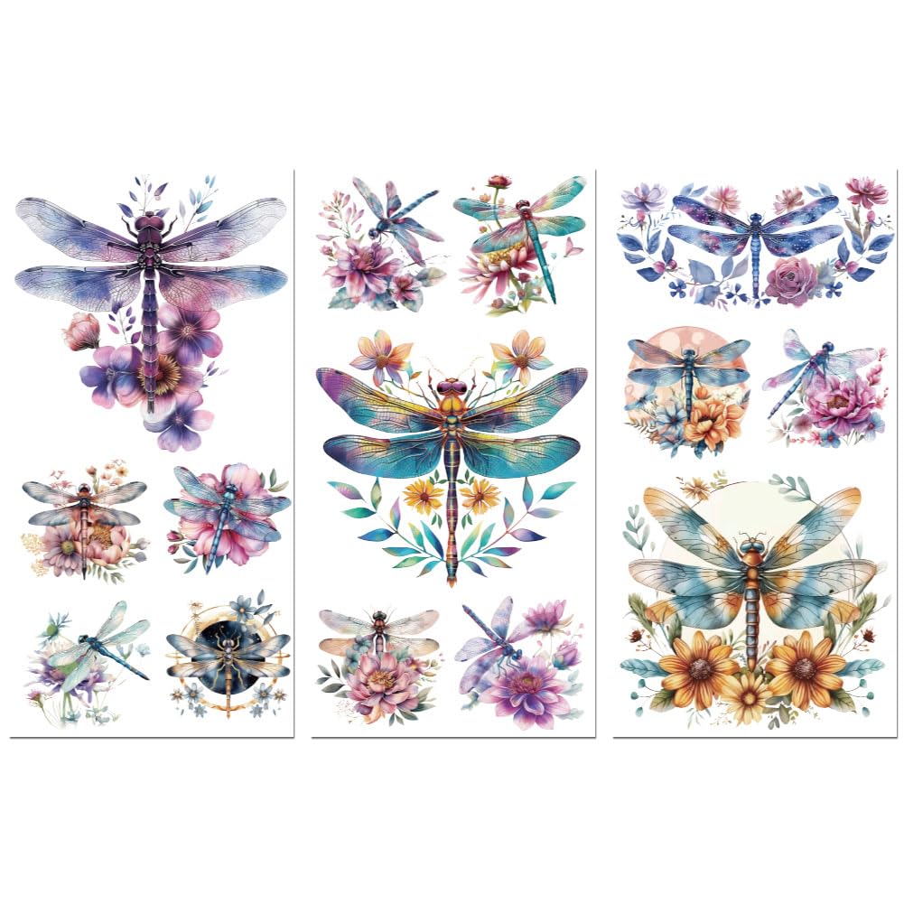 Peacoblue Rub on Transfer Decals for Furniture Crafts Decor Dragonfly 6"x12"