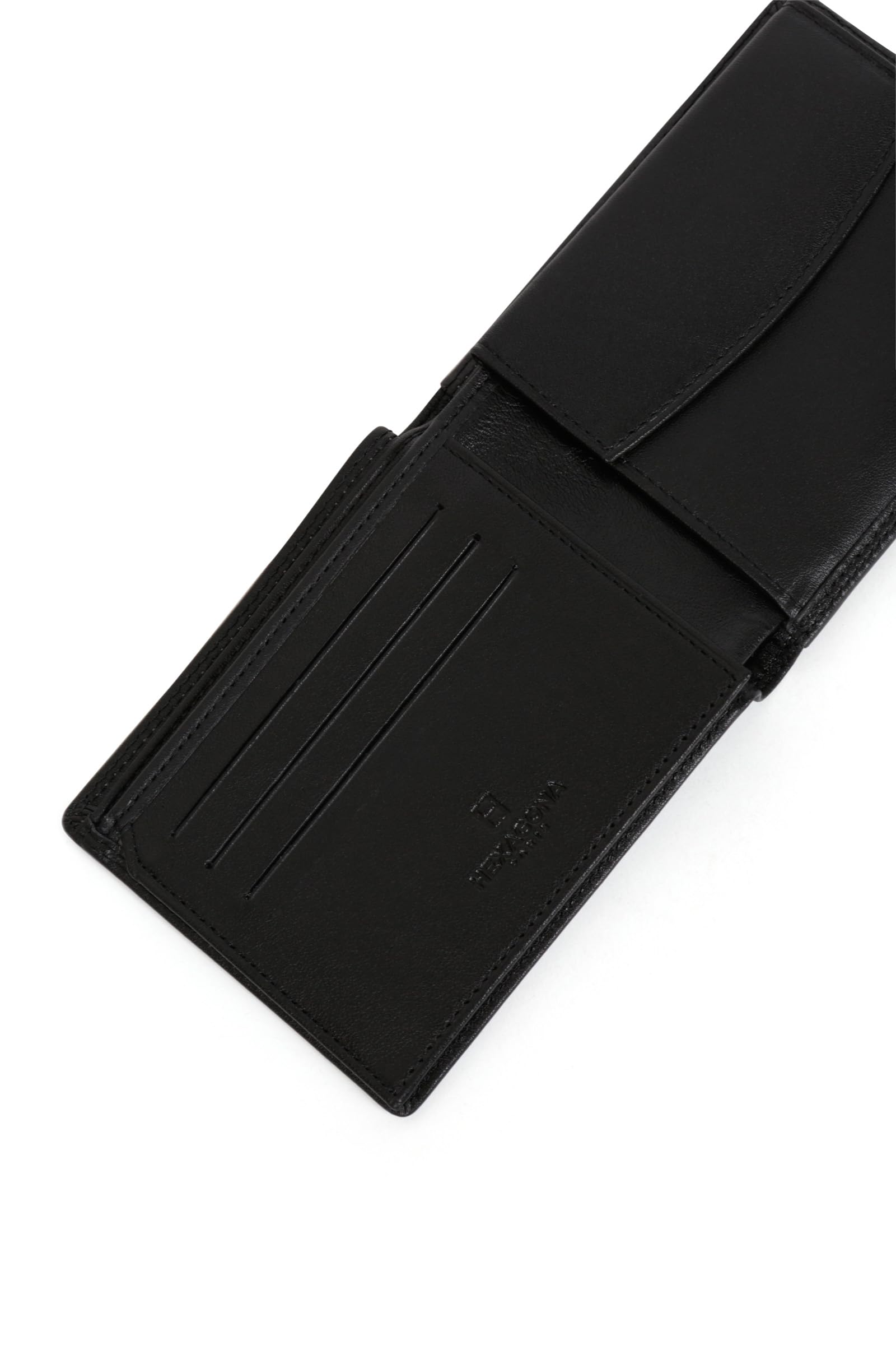 Hexagona - Portefeuille Italien 2 Volets Stop RFID - Compatible Cartes de crédit et CNI - pour Homme - Collection Sensation - Noir - en Cuir