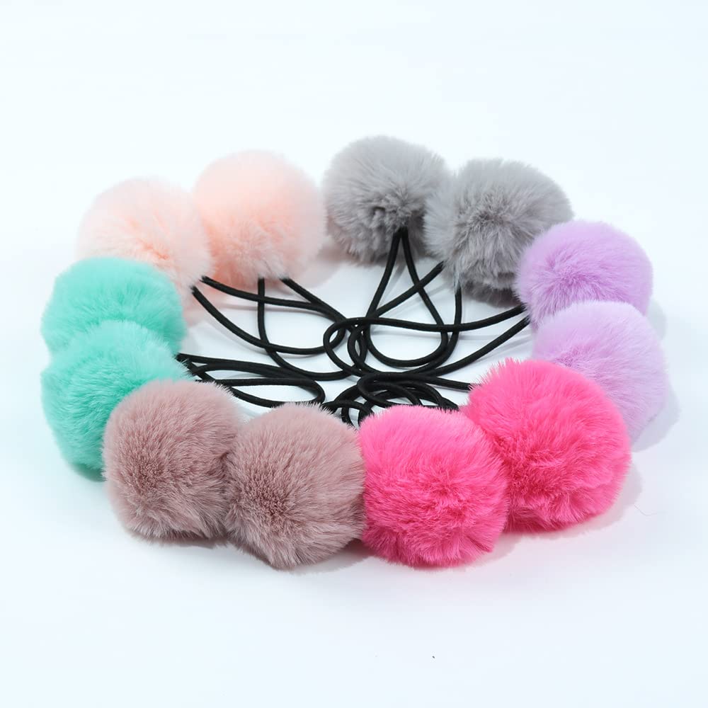 10 unidades de bonitos tocados de 5 cm, pompones para el pelo de bebé, pequeñas bolas para coletas, coletas de pelo para niñas, gomas para el pelo, accesorios para el cabello, soporte para cola de