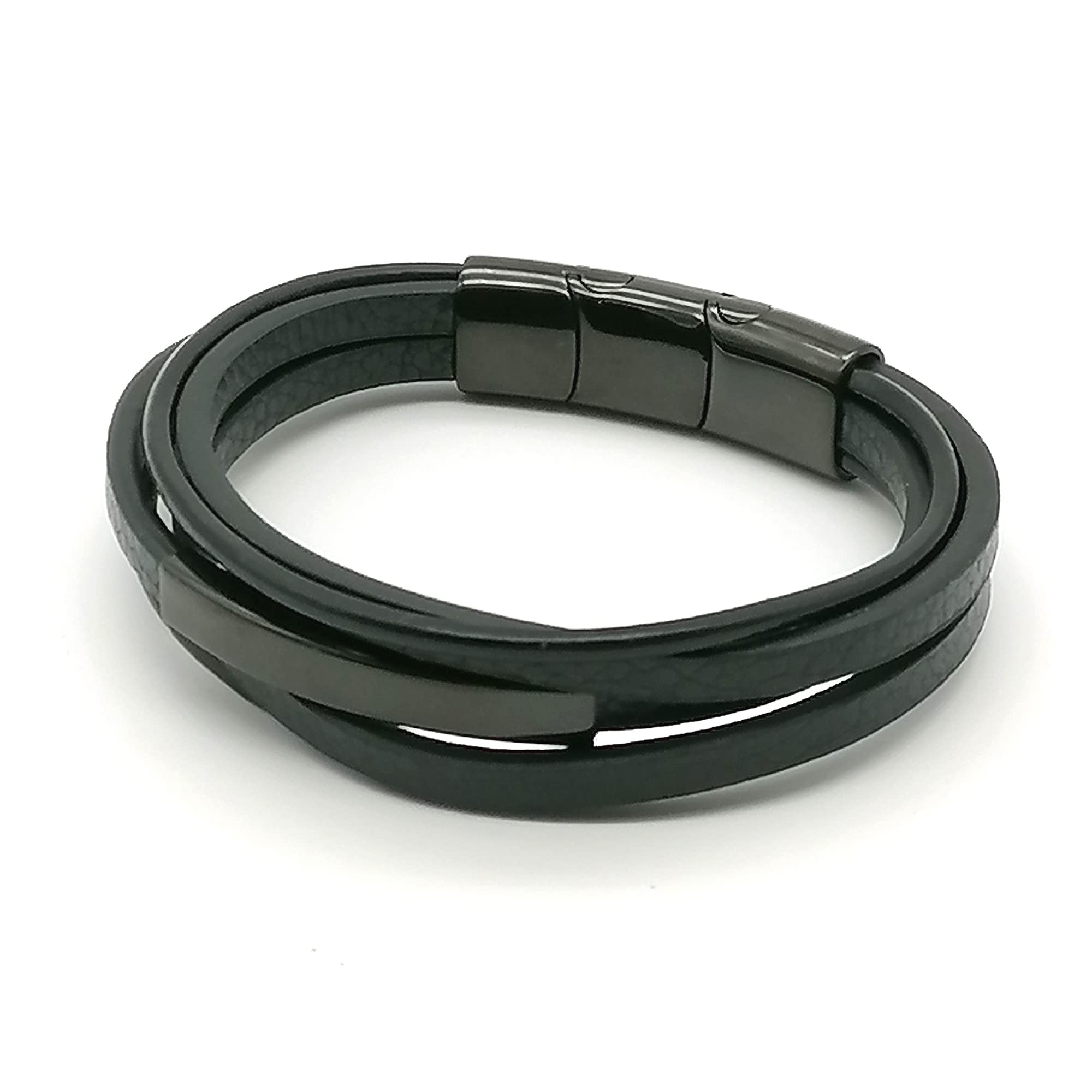Designer Lederarmband Herren mit Gravur - Personalisiertes Männerarmband mit Namen Datum - Geschenk für Freund Papa zu Weihnachten - Aus Echtleder