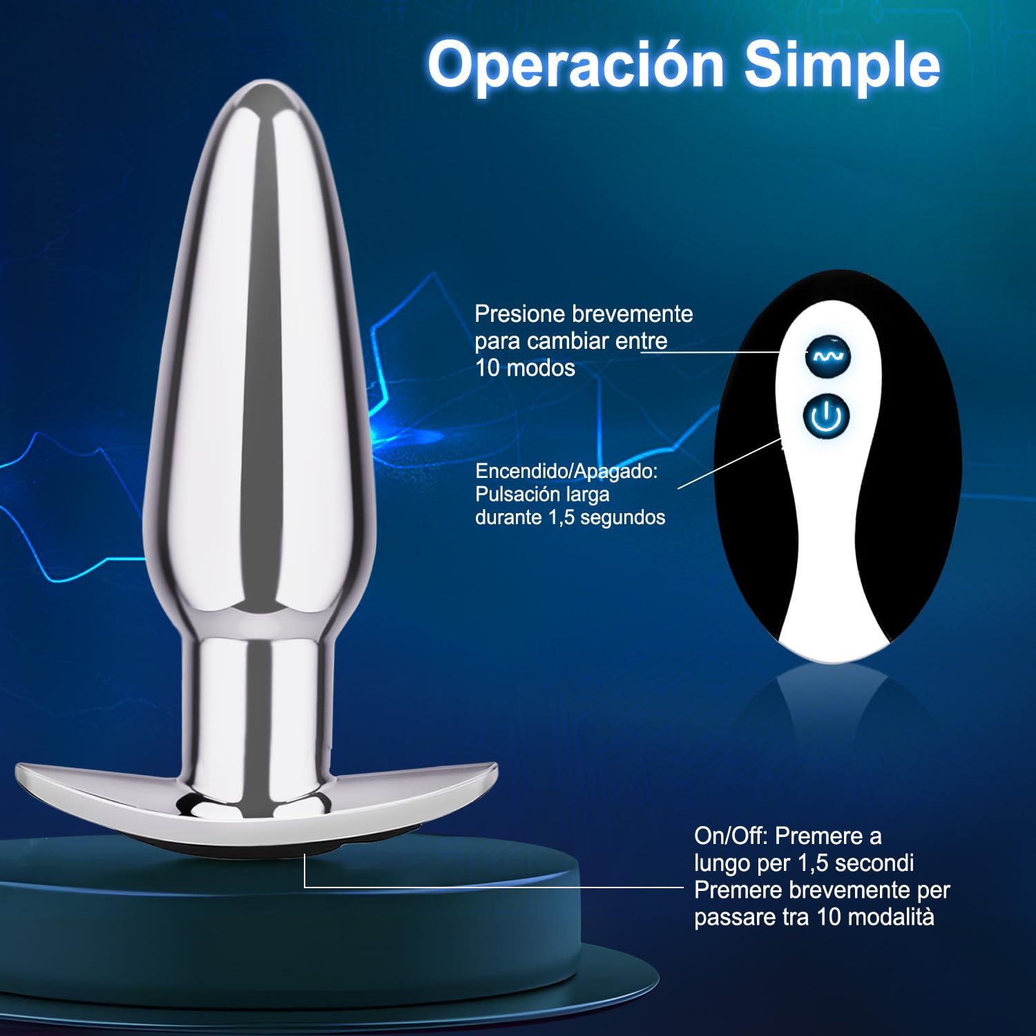 Vibradorador Mujer Plug Anal Vibrador Mando Distancia Plug Anales,Con Vibración Consoladores.. para Hombre Juguetes Eroticos para Pareja Sexuales Juguetes Sensuales Pareja Sexo 10 Modes(argenteo)