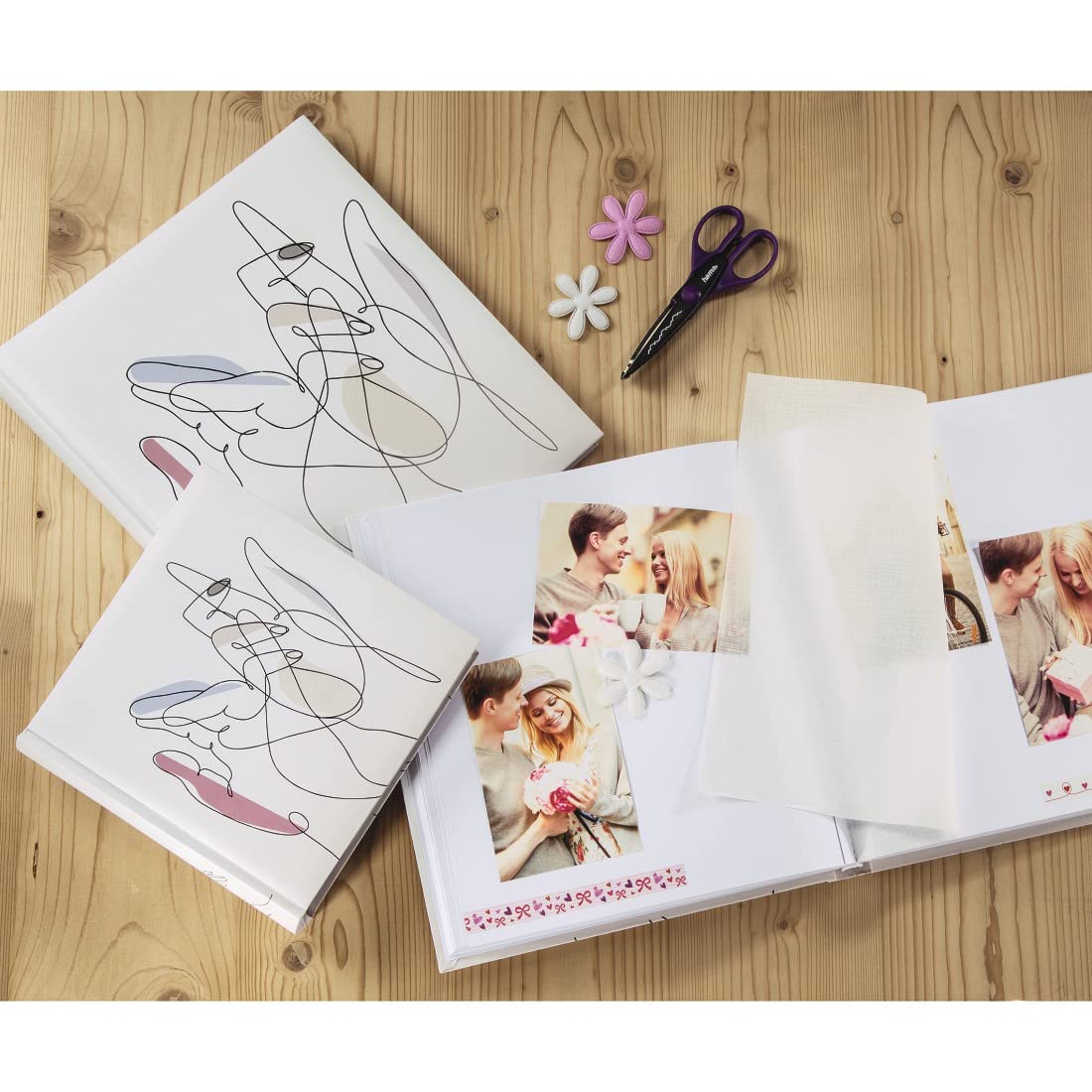 Hama Skies Slip-in Photo Album (Memo Album With 100 Pages, For Inserting 200 Photos In 10x15 Format, Star Motif, 22.5cm X 22cm), Grey Photo Book
