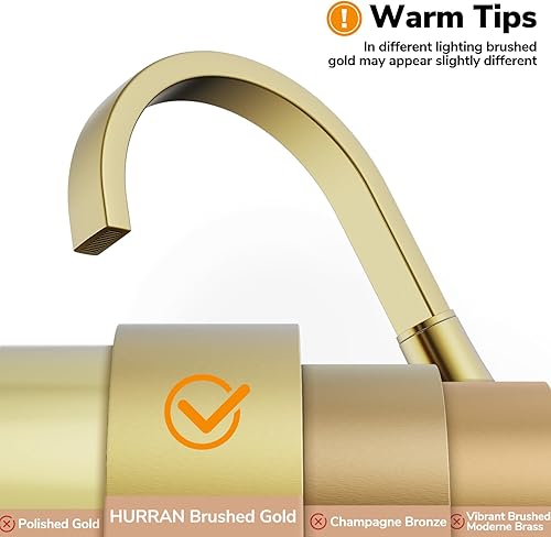 Miniatura 2 de Hurran - Grifo para lavabo de baño, de níquel cepillado de 4 pulgadas, 3 agujeros con drenaje emergente y líneas de suministro, grifo giratorio de