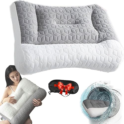 Proease - Almohada ortopédica para dormir profundo, almohada cervical Proease, almohada ergonómica Proease para cuello y hombros (blanco cilíndrico)