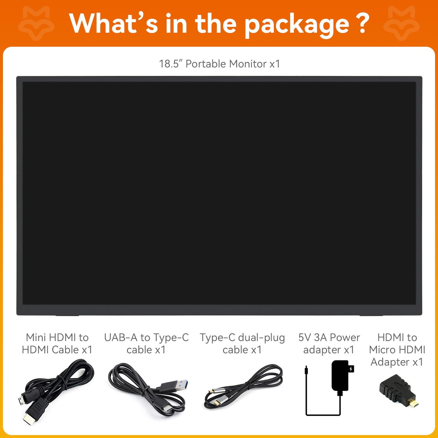 LUCKFOX 18.5" Portable Monitor with Stand - Plug and Play Ultra Thin/Light USB-C HDMI Second Monitor 1080P FHD 178° Viewing 120Hz Dual-Track HiFi Speaker for Raspberry Pi/Jetson/PC/Game Console/Phone