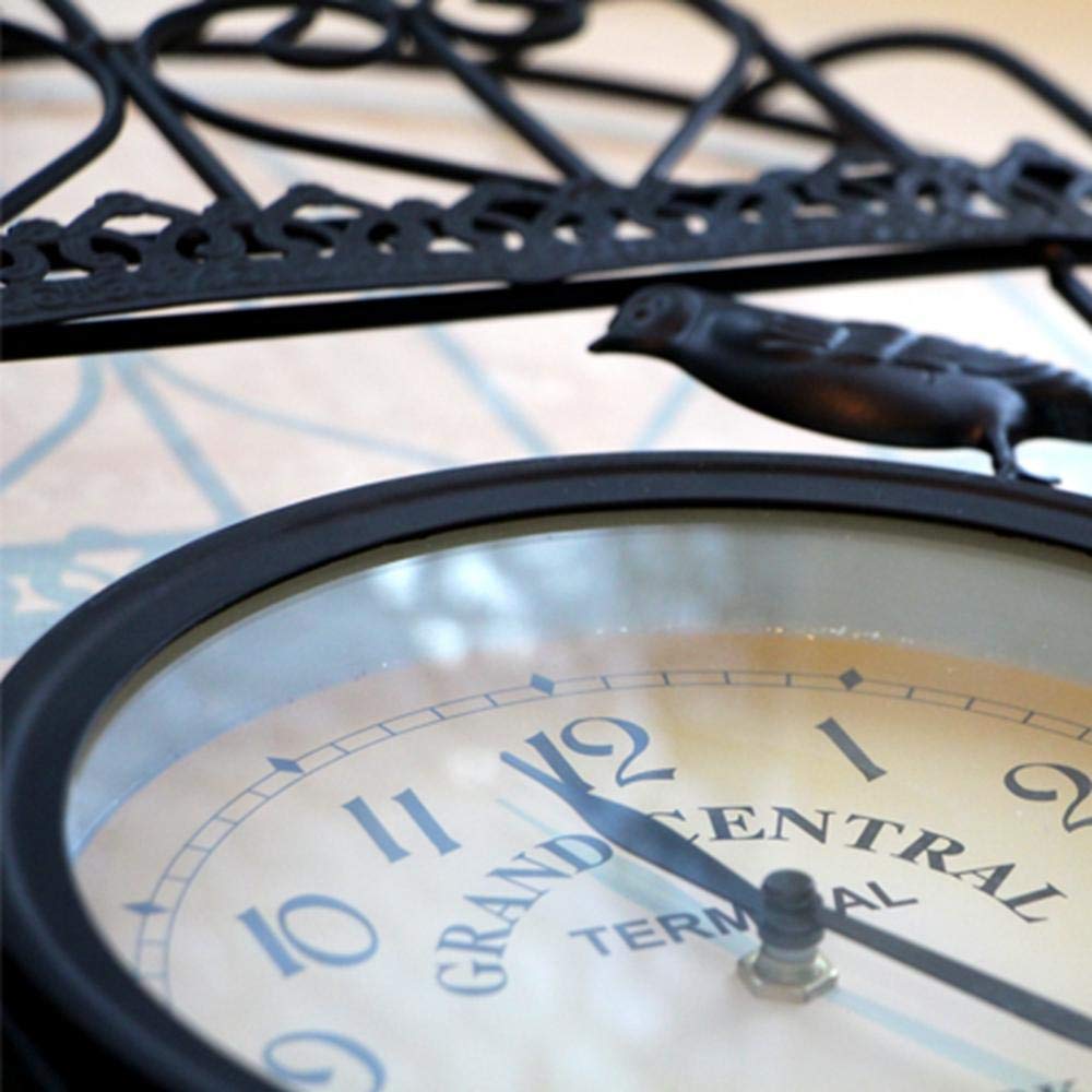 Reloj de pared para jardín al aire libre, diseño de jaula de pájaros de hierro impermeable, decoración creativa para interiores y exteriores, elegante reloj para decoración del hogar y el jardín
