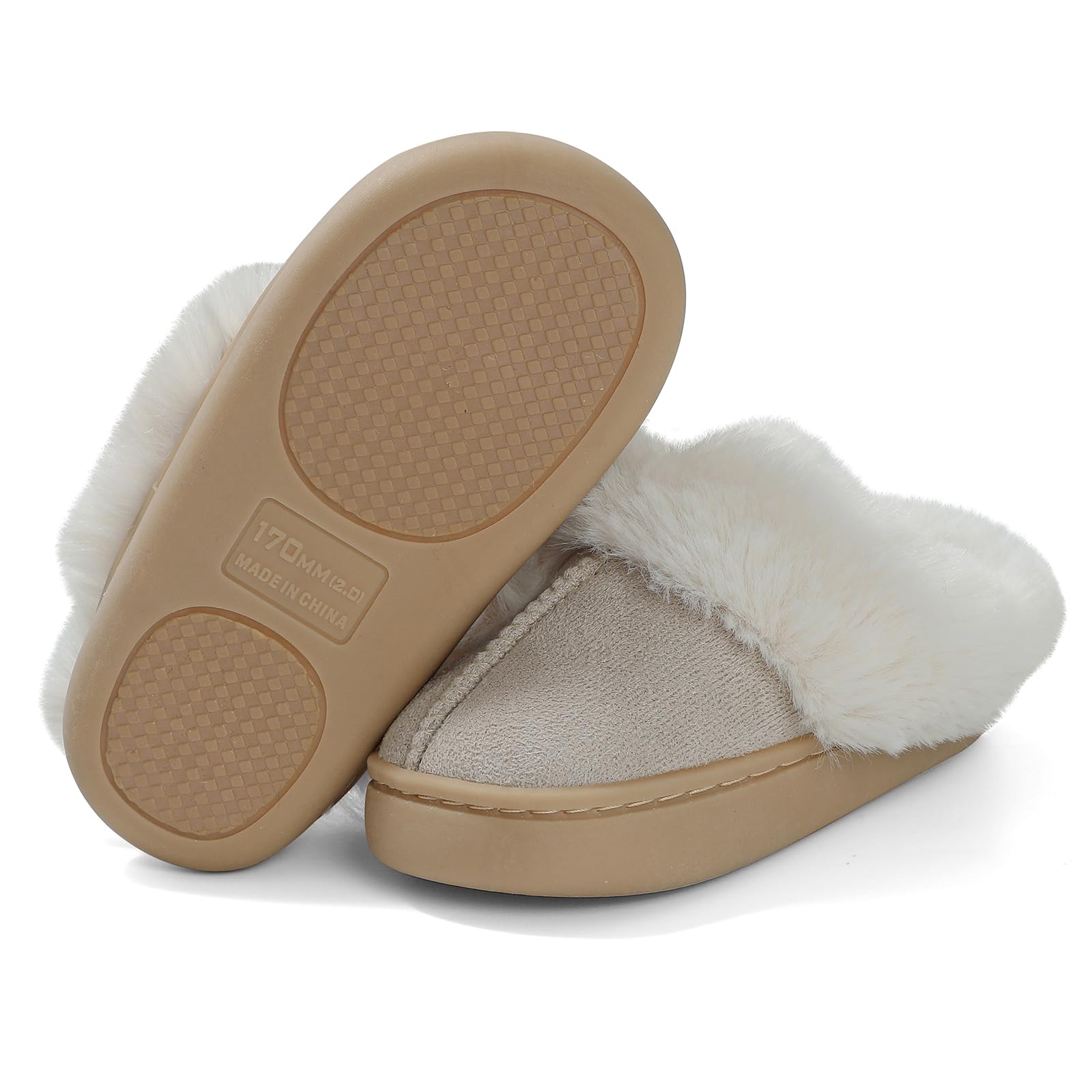 LACOFIA Pantuflas Peluche para Niños y Niñas Zapatillas de Estar por Casa Zapatos Invierno de Casa Antideslizantes y Cómodas para Niños
