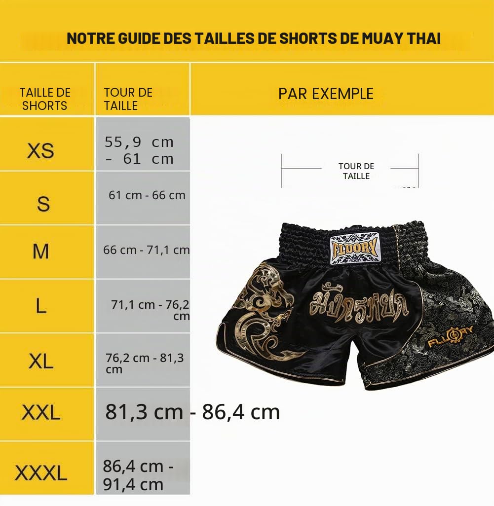 FLUORY Short de Combat Muay Thai, MMA Vêtements Cage d'entraînement Fighting Grappling Arts Martiaux Kickboxing Short Vêtements