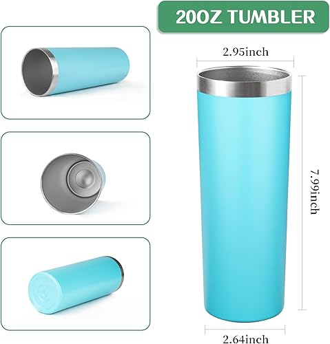 Miniatura 4 de FristChoice Vaso delgado de 20 onzas con tapa y pajita, vaso de acero inoxidable aislado al vacío de doble pared, taza de café de viaje, taza