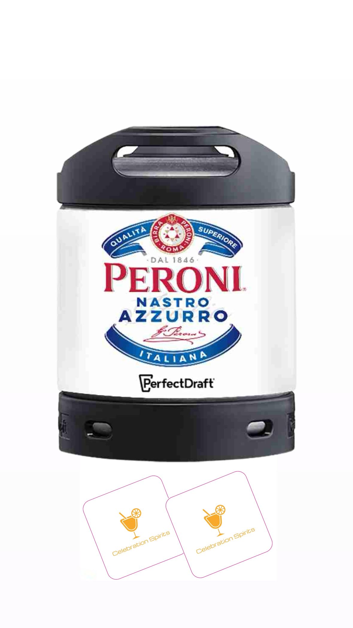 PerfectDraft Peroni Beer Keg for Perfect Draft Machine, 6 Litre | Celebration Spirits Beer Mats