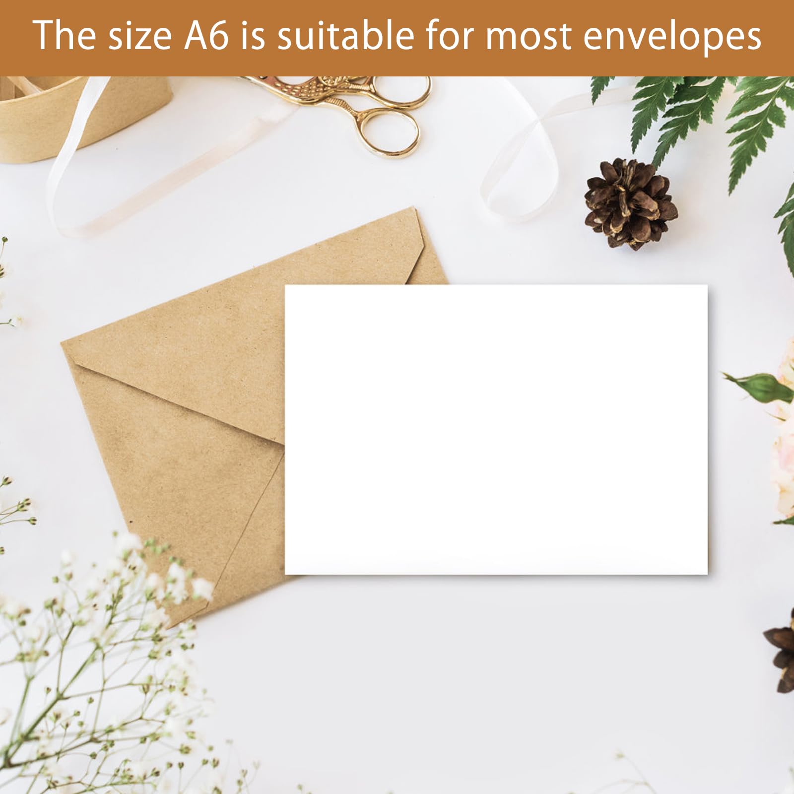 VOSSOT 100 sztuk kartek A6 z papieru typu kraft, 14,8 x 10,5 cm, 300 g/m², puste kartki pocztowe, puste kartki, karton typu kraft do drukowania, kartki pocztowe do drukowania, zaproszeń, kartek