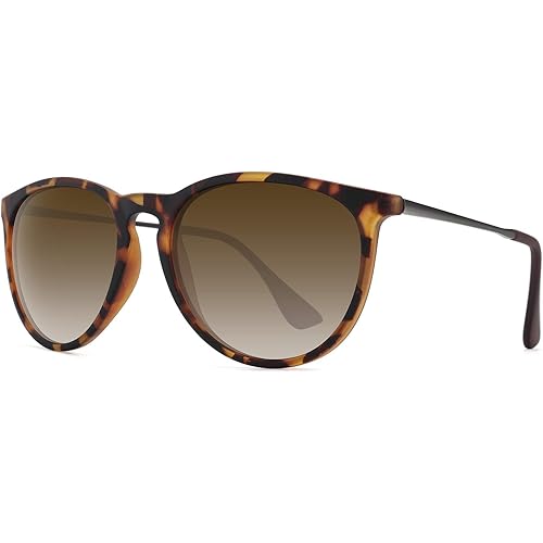 WOWSUN Polarized Sunglasses for Women Vintage Retro Round Mirrored Lens