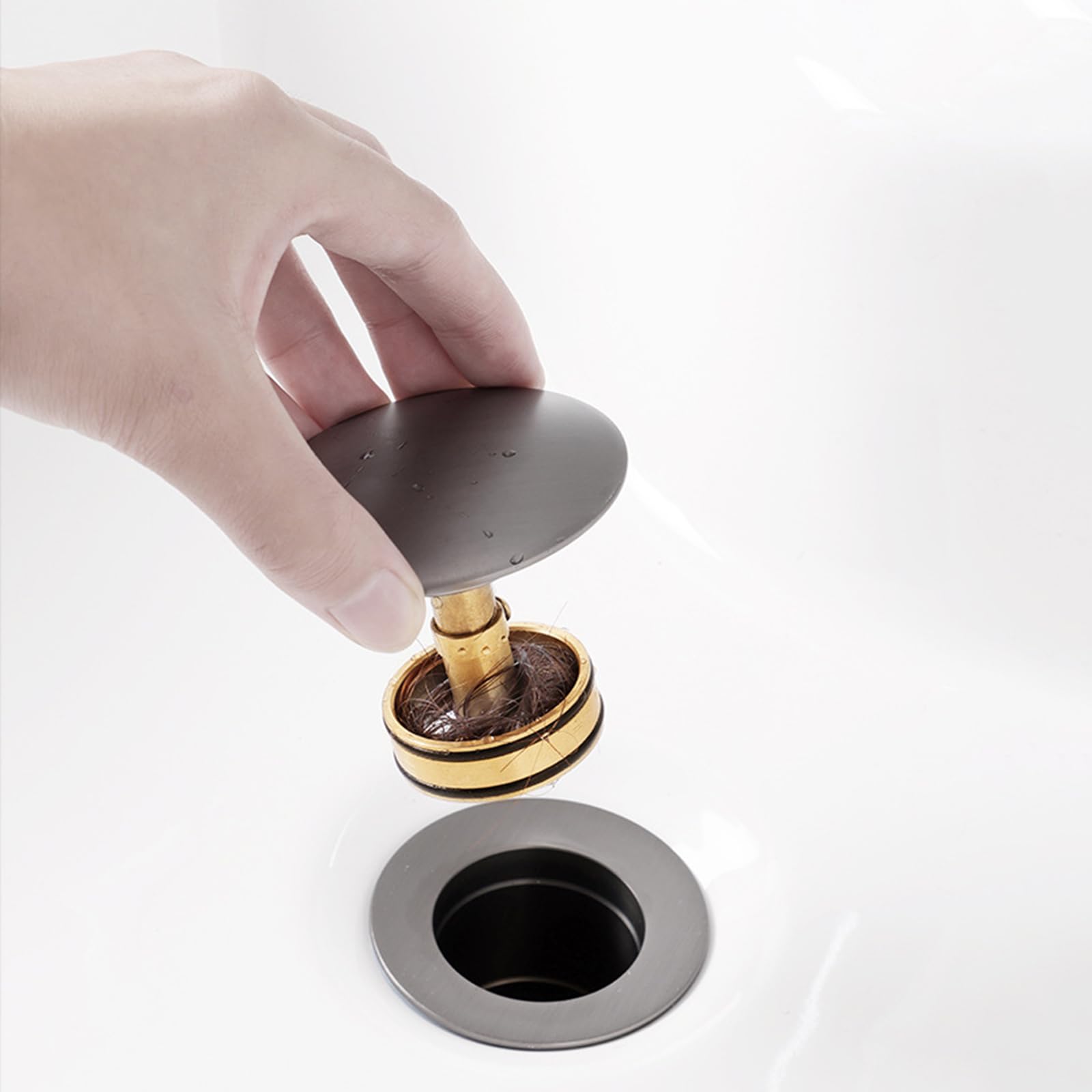 Piletta Lavabo Bagno Con Saltarello Scarico Lavabo Bagno Universale Piletta Lavabo Bagno Pop Up Pop Up Valvola Di Scarico 11/4 Tutto In Rame,grigio Canna Di Fucile,Ci Sono Dei Buchi