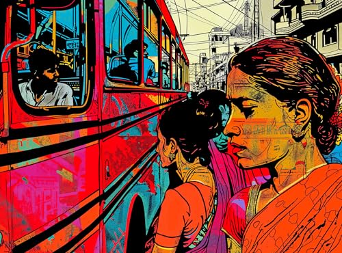 Cross & Glory - Vibrant - Bombay Bustle - 1000 Piece Jigsaw Puzzle for Adults | Mumbai City Life Pop Art | 20 x 27 Inches