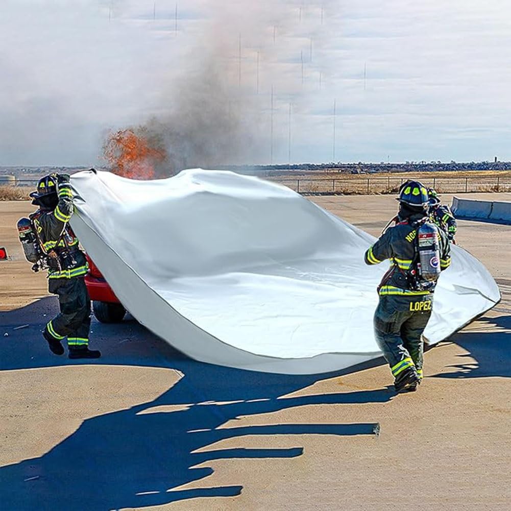 Manta ignífuga de emergencia para coche, manta grande de fibra de vidrio para extinción de incendios, tela ignífuga especial para accidentes con vehículos eléctricos o de combustible.(6x9m/19.7x29.6ft