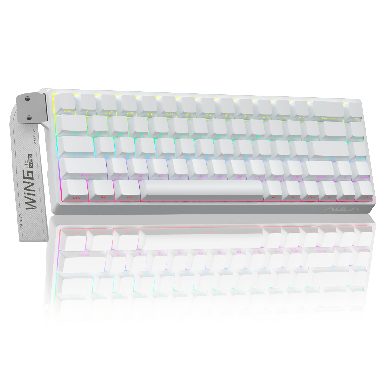 Photo 1 of AULA WIN68 HE Mechanical Gaming Keyboard 60%, Hall Effect Magnetic Switch, Fast Trigger Mode Adjustable Actuation, 8000Hz Polling Rate, RGB Backlit, Wired White Keyboard for Laptop/PC Gamer