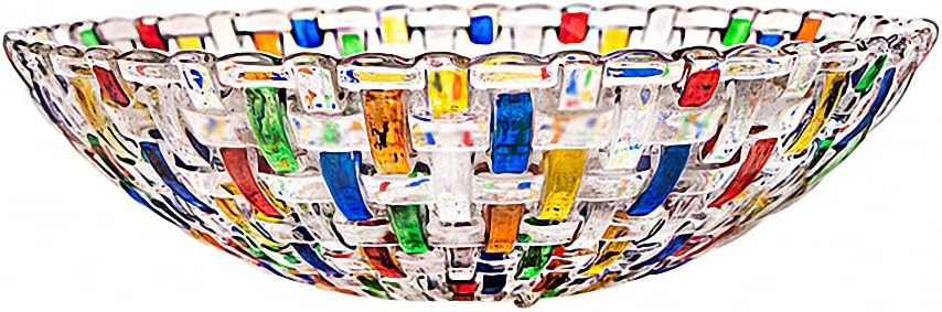 Hand Painted Colorful Woven Glass Crystal Large Salad & Fruit Bowl Decoration,Centerpiece For Home,Office,Wedding Decor, Fruit, Snack, Dessert, Server