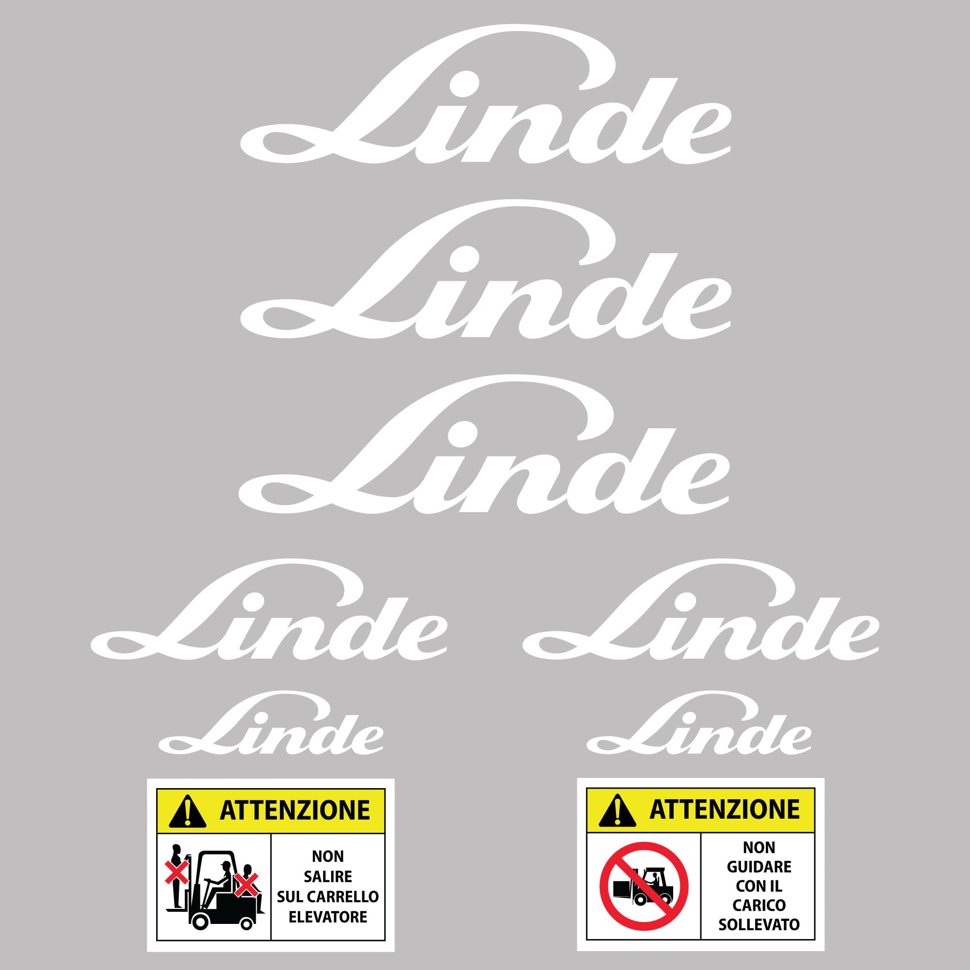 PUMU ADESIVI LINDE PER CARRELLO ELEVATORE MULETTO DECALCOMANIA H35D E25 E20 E60 E80 H40 (BIANCO)