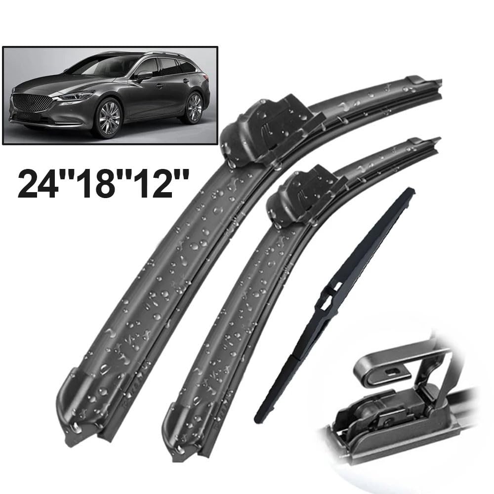 Zestaw wycieraczek przednich tylnych do mazda6 mazda 6 gj1 gl mk3 2012-2017, gumowa wycieraczka do czyszczenia szyb 24 "18" 12"