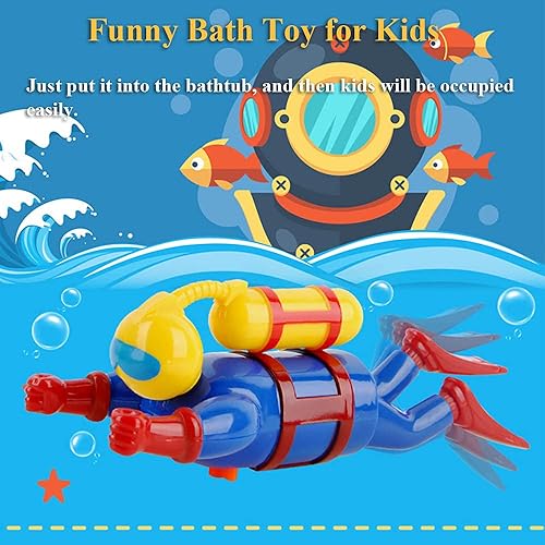 Miniatura 2 de Juguete de baño Wind-Up Diver para niños pequeños – Mecanismo de natación y buceo de Frogman, juguete de agua para bañera/piscina sin batería, sin