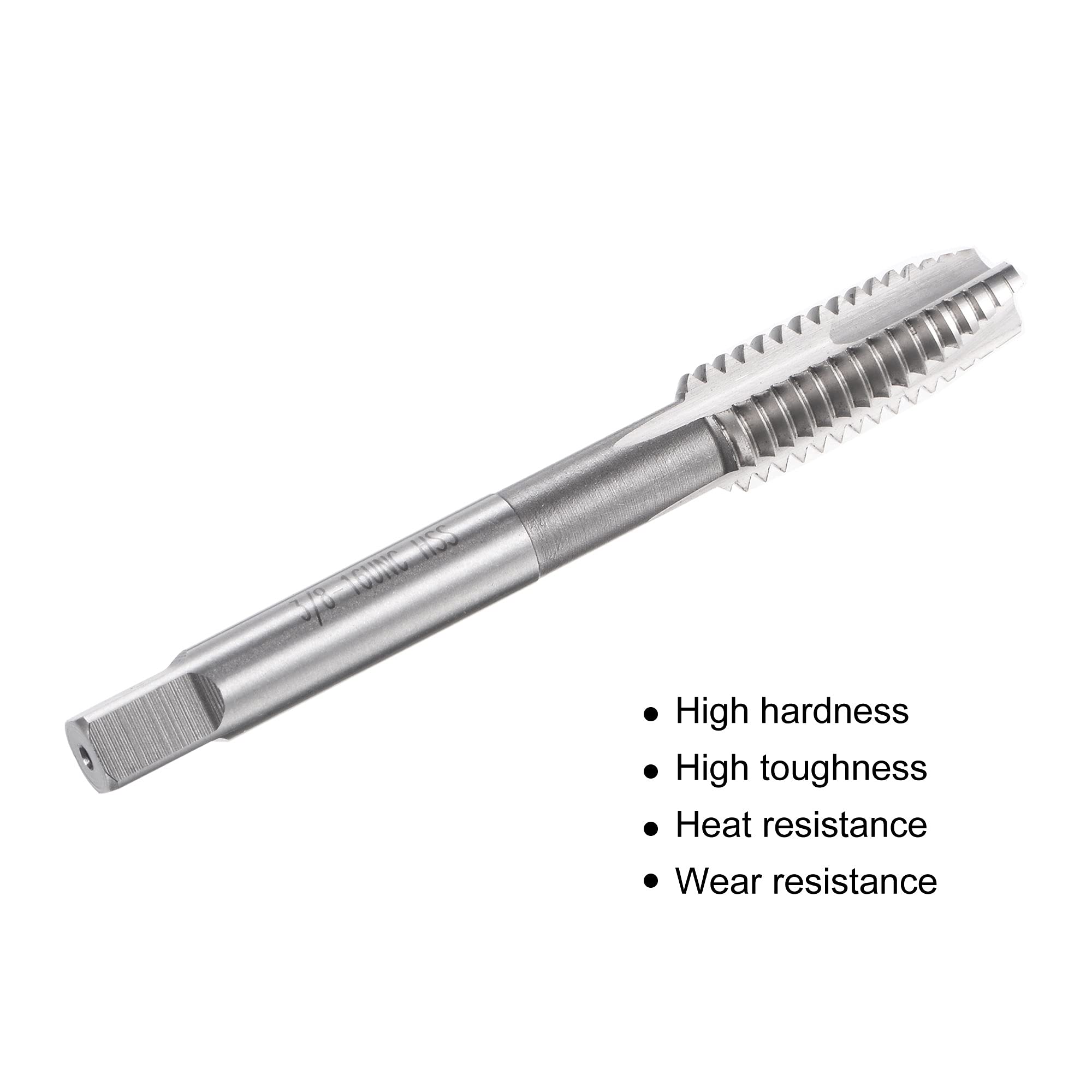 sourcing map Spirale Pointe Fil Taraud 3/8-16 UNC HSS Haute Vitesse Acier Machine Fil Vis Taraud 3 Droit Cannelures Non Couché Taraudage Outil H2 Tolérance