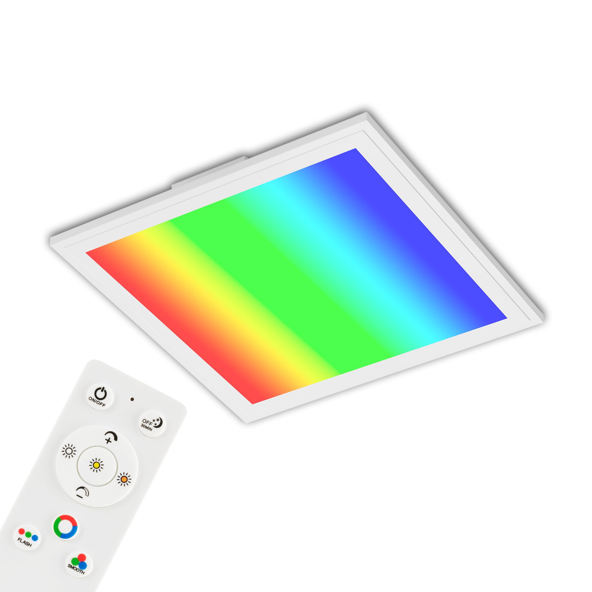 BRILONER Leuchten Ultra Flat RGB CCT LED Panel, Square Ceiling Light (29.5 x 29.5 cm), White, Colour Temperature Control (3,000-6,500 Kelvin), Dimmable, 1,800 Lumen Light Output, Plastic
