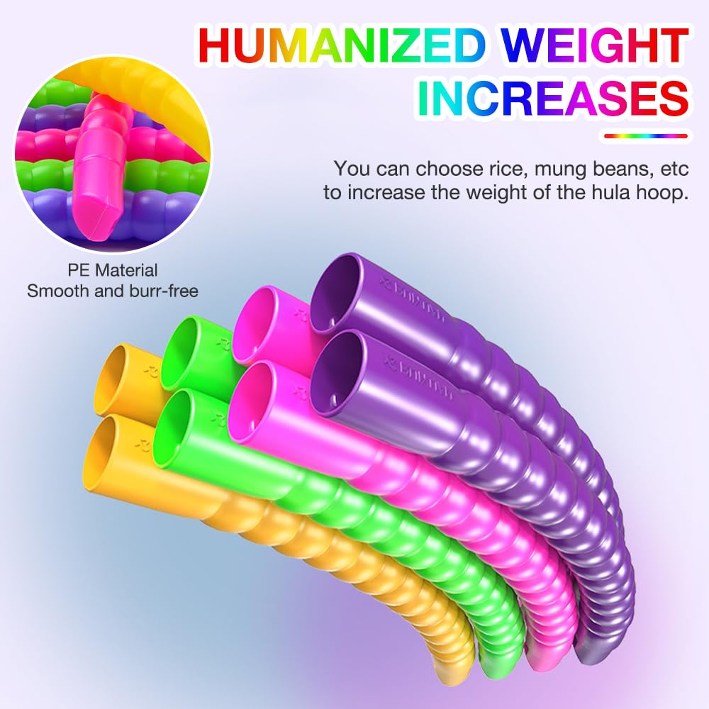 Hula Hoop Bambini Regolabile 12 Segmenti - Diametro 44-75 Cm, Per Fitness E Giochi, In PE