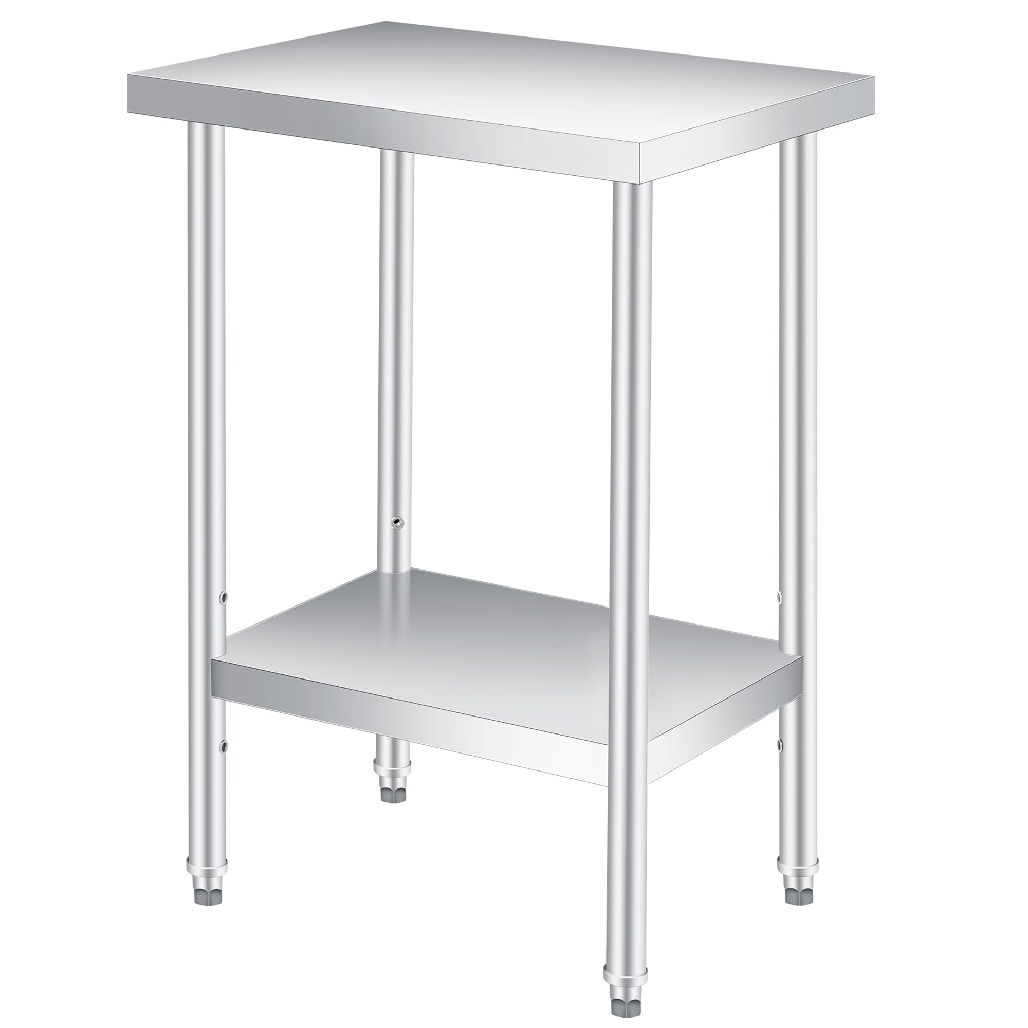 14"x24"x35" Stainless Steel Work Table, 2-Tier Commercial Prep Table with Undershelf, Heavy Duty, Rust-Resistant for Kitchen, Restaurant, Garage, Indoor/Outdoor Use