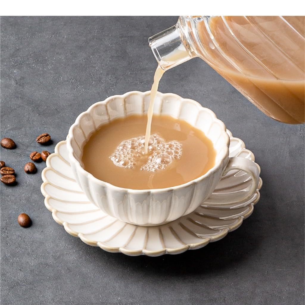 kubek ceramiczny, Zestaw retro filiżanek i spodków do kawy, ceramiczny kubek domowy, kubek na wodę, kubek do latte vintage, popołudniowa herbata(B)