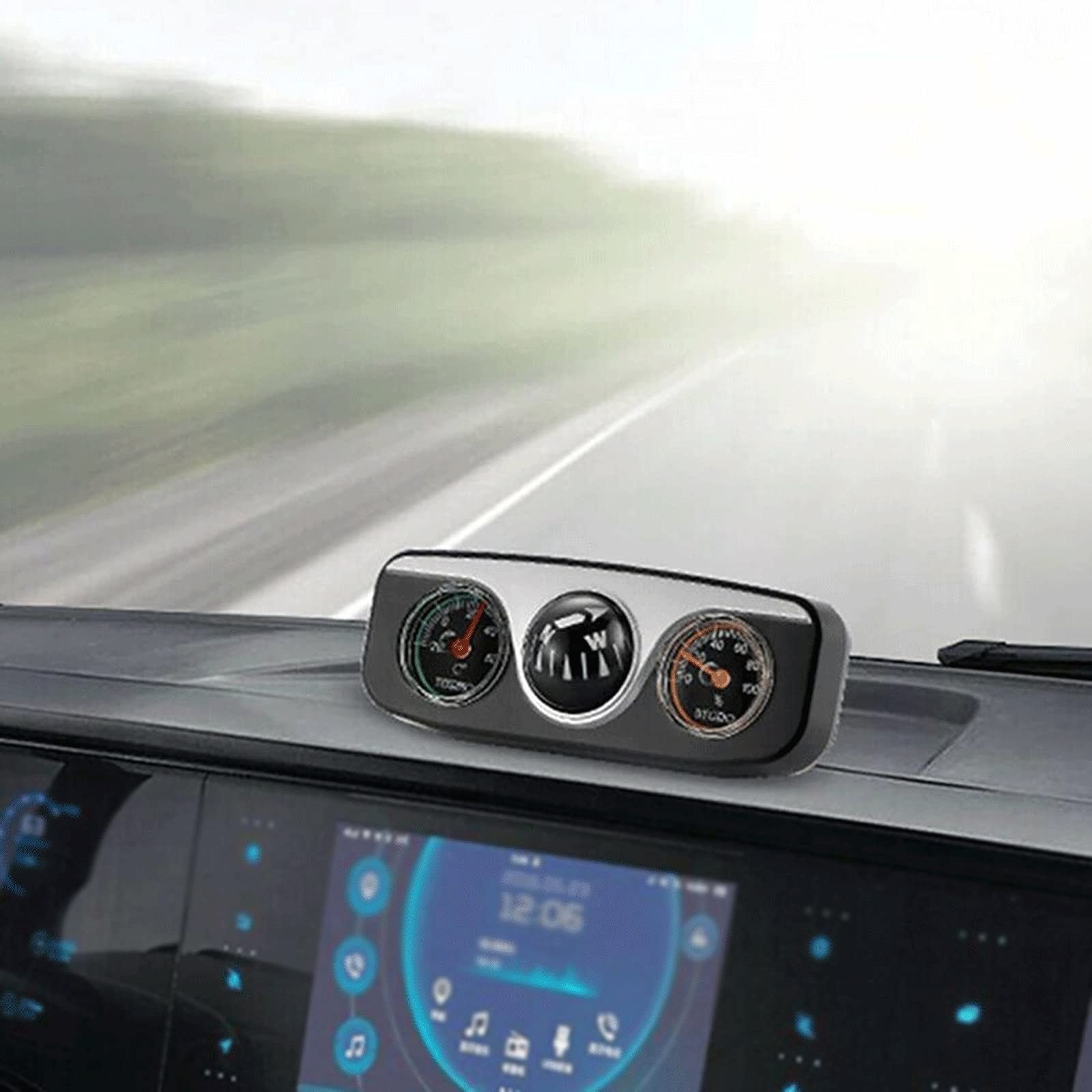 JINGYAN Kompasy 11.2cm 3 w 1 samochodowym pojeździe Dashboard Thermometr Higrometr Compass Navigation Nawigacja Kulka Camping Piesze wycieczki