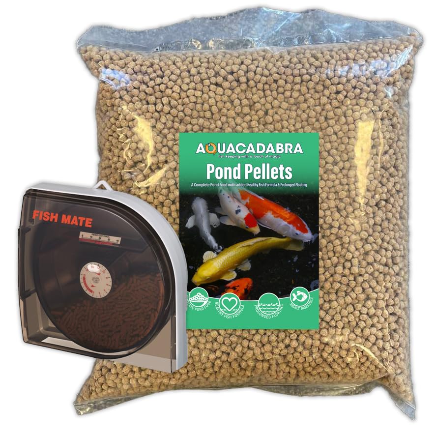 Aquacadabra 2Kg Fish Food Pellets & P21 Automatic Pond Fish Feeder Bundle Kit