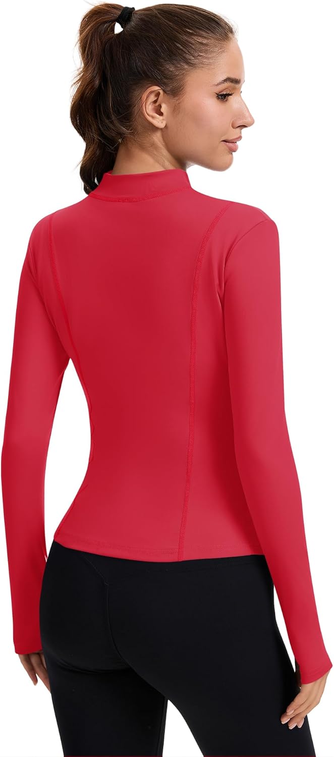 Rapbin Women's Full Zip Workout jackets Runing Slim Fit Athletic Tops With Thumb Holes - Image 5