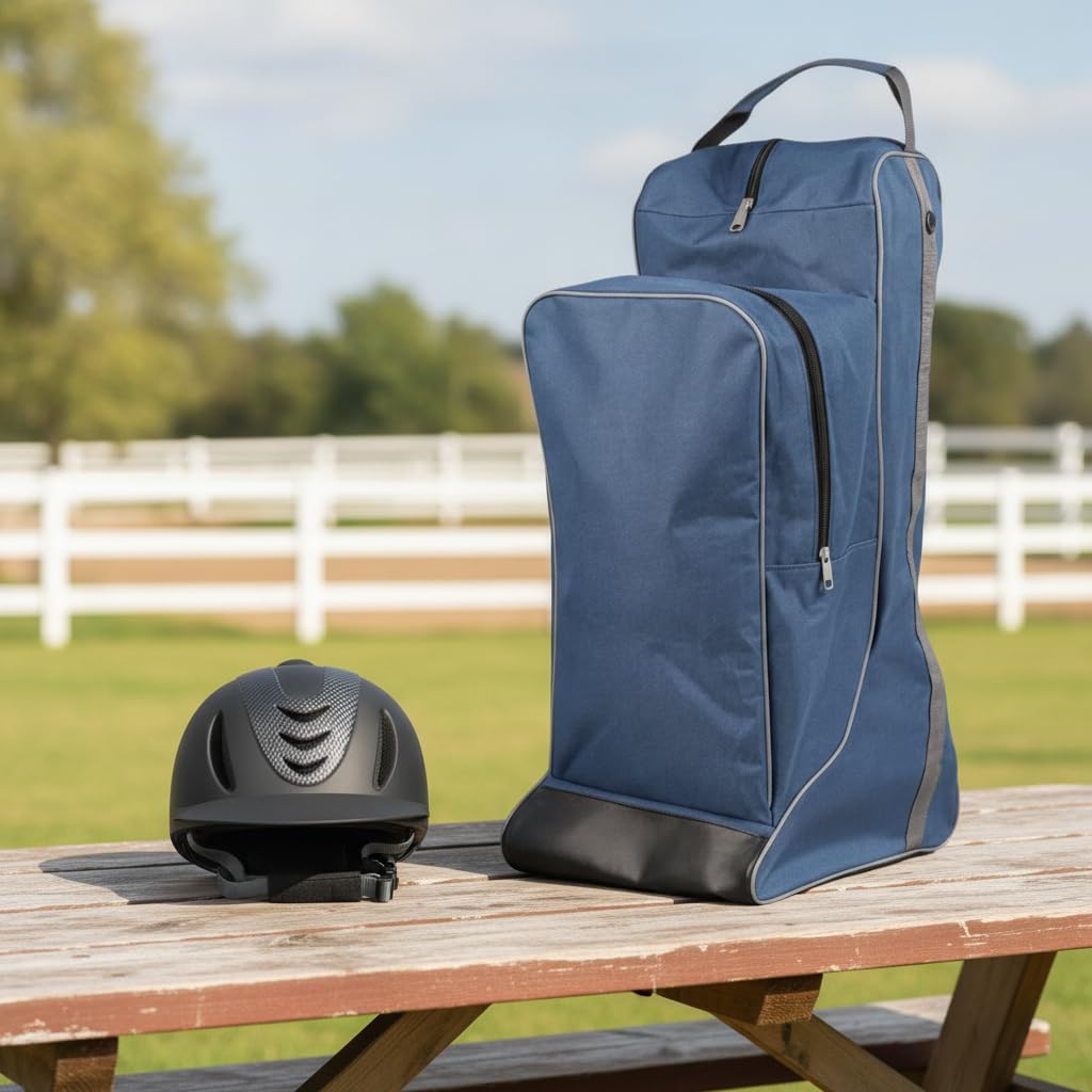 Gralara Casco da Equitazione Starter alla Moda E Regolabile, Borsa Porta Stivali Multi-Scomparto per Bambini, Scomparto Dedicato per Articoli Sportivi
