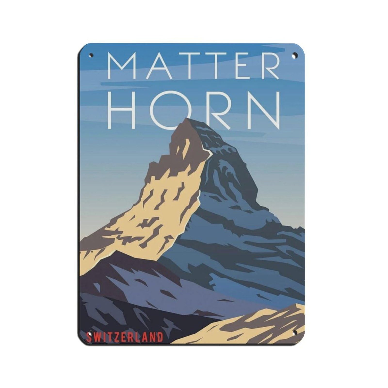 Matterhorn Travel Poster, Alps Poster Retro Poster Metal Tin Sign Chic Art Retro Iron Painting Bar People Cave Cafe Family Garage Poster Wall Decoration 12x16inch(30x40cm)