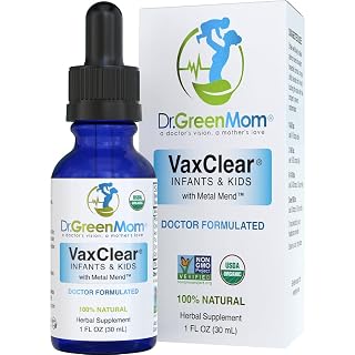 Dr. Green Mom Organic VaxClear with Metal Mend, Herbal Heavy Metal Detox Drops for Kids and Infants with Chlorella, Turmeric, Cilantro and Milk Thistle to Cleanse and Support Immune Response - Amazon product rated Grade B