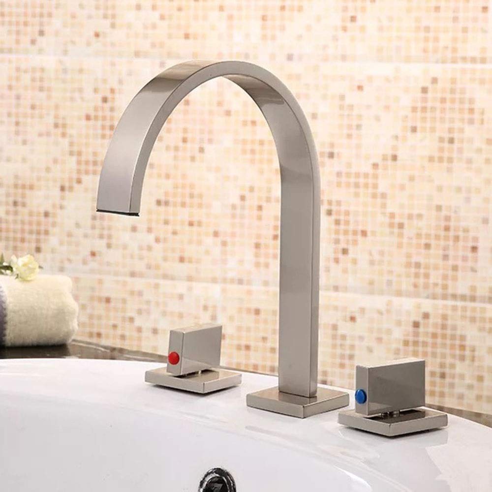 SH-CHEN Basin Faucet Bathroom Taps Antique Copper Kitchen Vertical Three-Hole Three-Piece Rose Gold Faucet Bathroom Taps Taps for Bathroom