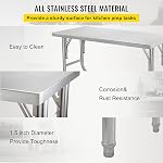 VEVOR 48 x 24 Inch Commercial Worktable Workstation, Folding Commercial Prep Table, Heavy-Duty Stainless Steel Folding Table with 661 lbs Load, Kitchen Work Table, Stainless Steel Kitchen Island