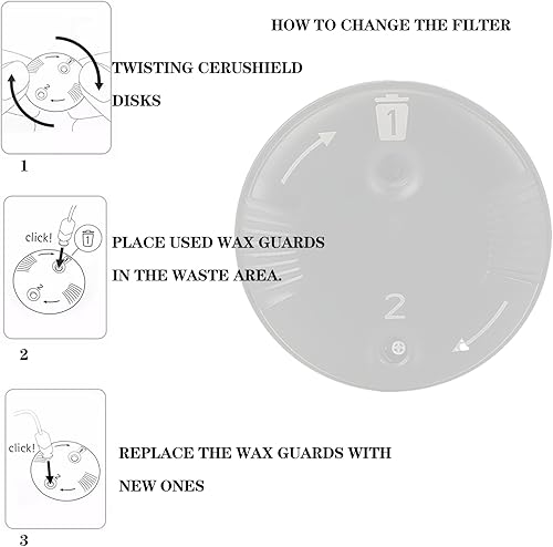 Miniatura 2 de Paquete de 3 filtros de cera auditiva Ceru Guard Disk con cepillo de limpieza magnético, repuesto CeruShield Disk Cerumen Filter Baffle Accesorio