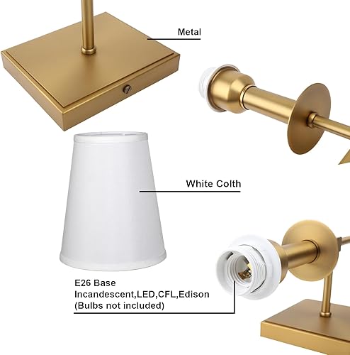Miniatura 7 de Yosoan Juego de 2 apliques de pared retro para interiores, estilo bohemio, latón industrial, antiguo, cableado antiguo, bronce champán, pantalla de