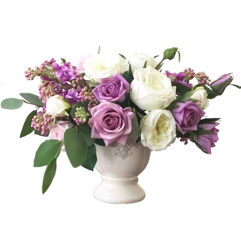 XDLEDMKIZ Fake Flower Purple Rose Simulation Flower Nordic Style Bedroom Living Room Table Fake Flower Decoration Artificial Flower Artificial Flowers