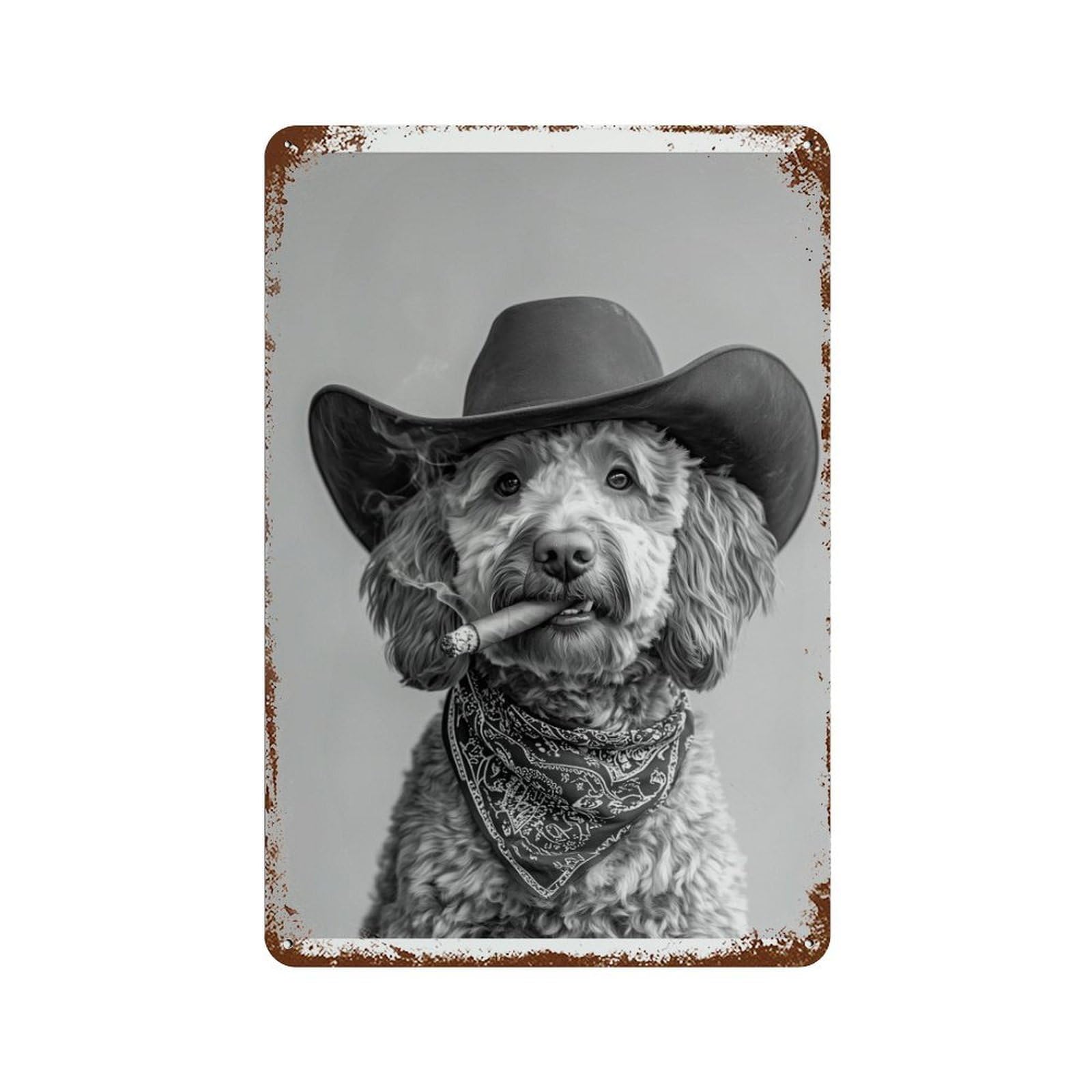 xiaoxiaoshen Goldendoodle Cowboy Western Dog Vintage Doodle Wall Decor Art Metal Tin Poster Modern Home Decor Art Home Bar Shop Decorations Vintage Sign 30x20cm