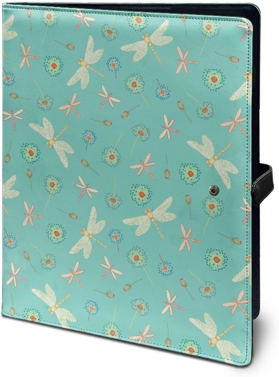 Fragonfly Clipboard with Storage Split Design Dandelion Portfolio Binder Organizer PU Leather Clipboard Folder for Office, Men, Women
