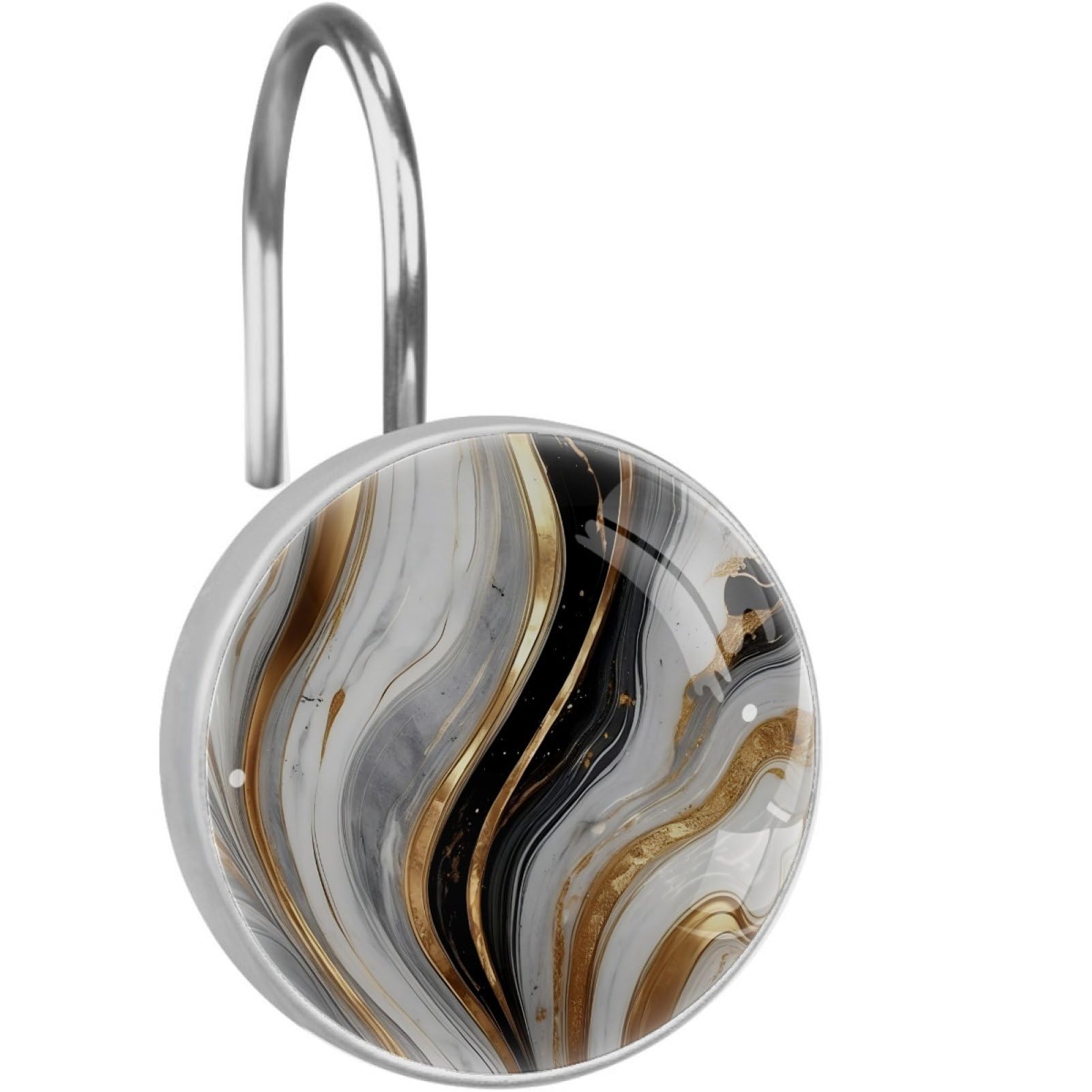 VAPOKF Decorative Shower Curtain Hook: Platinum Marble Texture Rustproof Stainless Steel Shower Curtain Ring for Bathroom - Shower Curtain Hook & Hangers - Set of 12