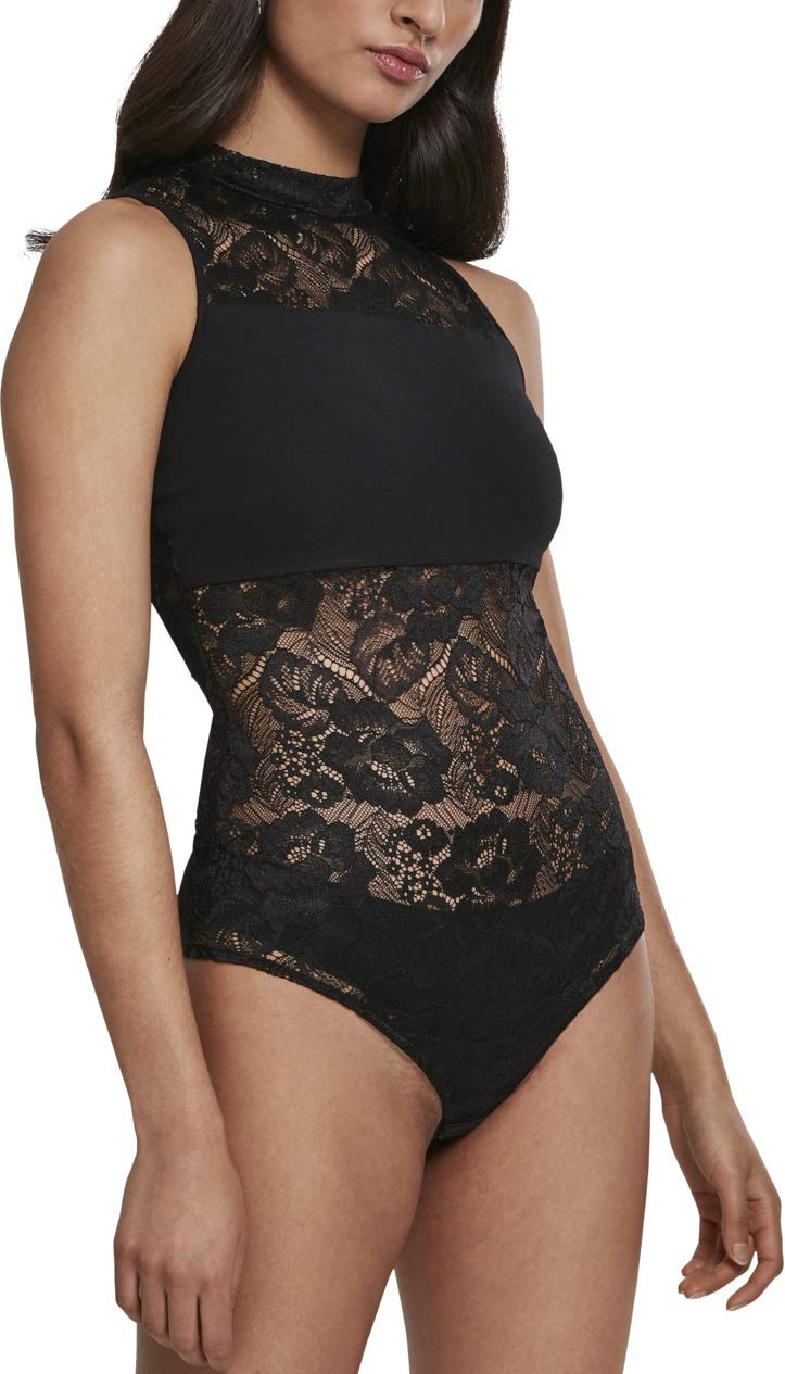 Urban Classics Women's Ladies Laces Body Wireless Bra, Black (Black 00007), A (Size: X-Small)