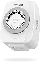 Vista 1 de TiFFCOFiO Temporizador mecánico para interiores, temporizador de 3 puntas para tomas eléctricas, temporizador de luz enchufable programable de 24