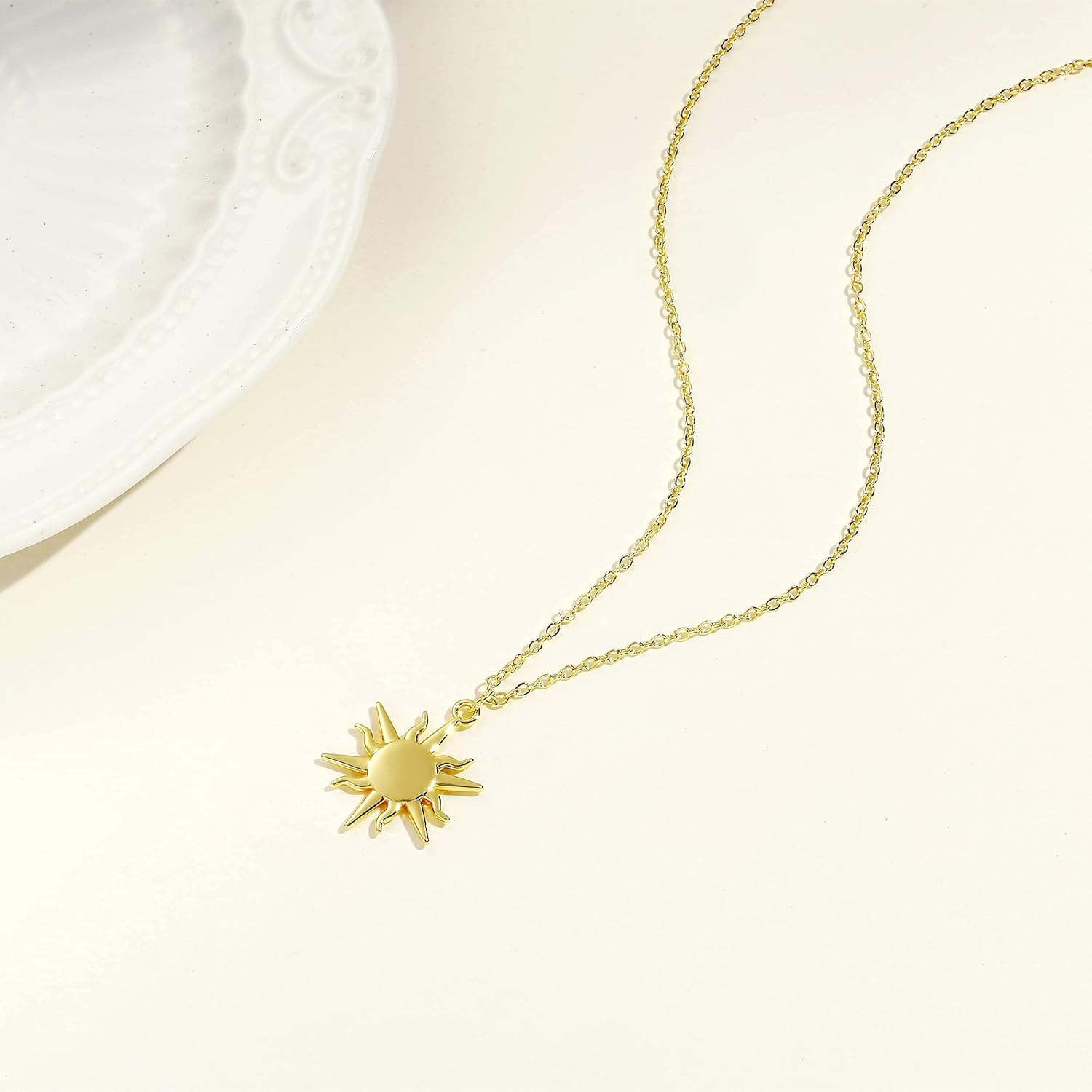 MIDEEO 14K Gold Leaf Pendant Necklaces for Women Dainty Sun Coin Choker Medallion Moon Star Necklace Minimalist Jewelry - Image 8