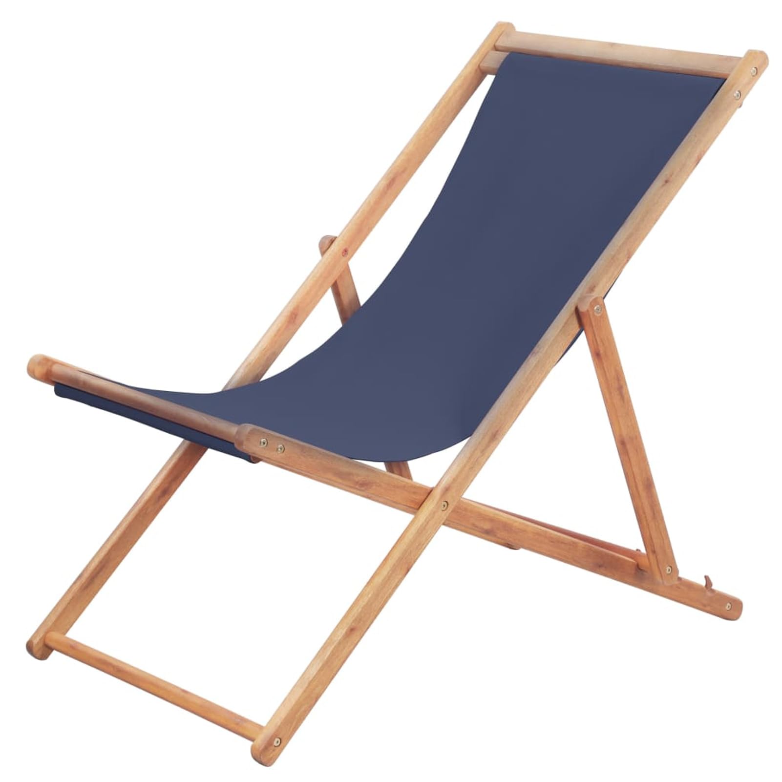 BaraSh Klappbarer Strandstuhl Stoff und Holzrahmen Strandstuhl Klappbar Strandstuhl Klappbar Leicht Bis Campingstuhl Faltbar Strandliege Mit RüCkenlehne Blau