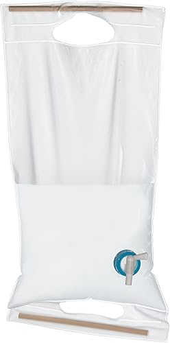 ust Transportador de agua plegable enrollable de 10 litros con asas de madera y sin BPA, construcción transparente para beber, bañarse, acampar,